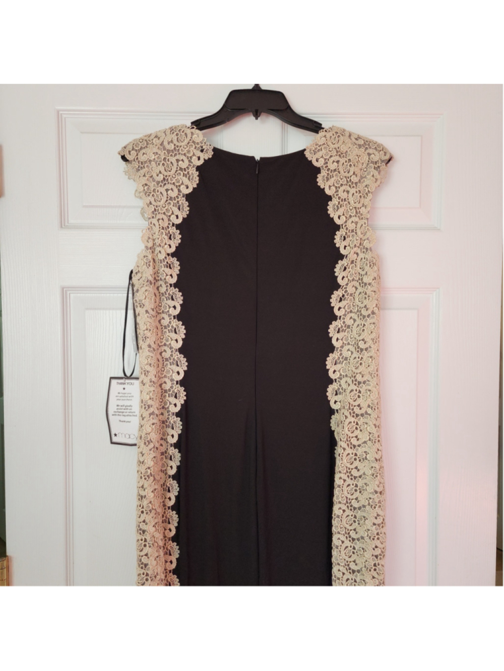 Women's Xscape Black and Beige Lace  Dress - formal, size 18W